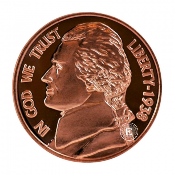 1 oz (31.10 g) Kupfermünze Jefferson Nickel, USA random year