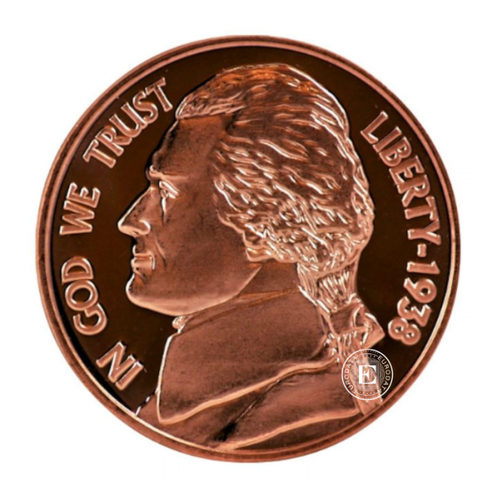 1 oz (31.10 g) varinė moneta Jefferson Nickel, JAV (atsitiktiniai metai)
