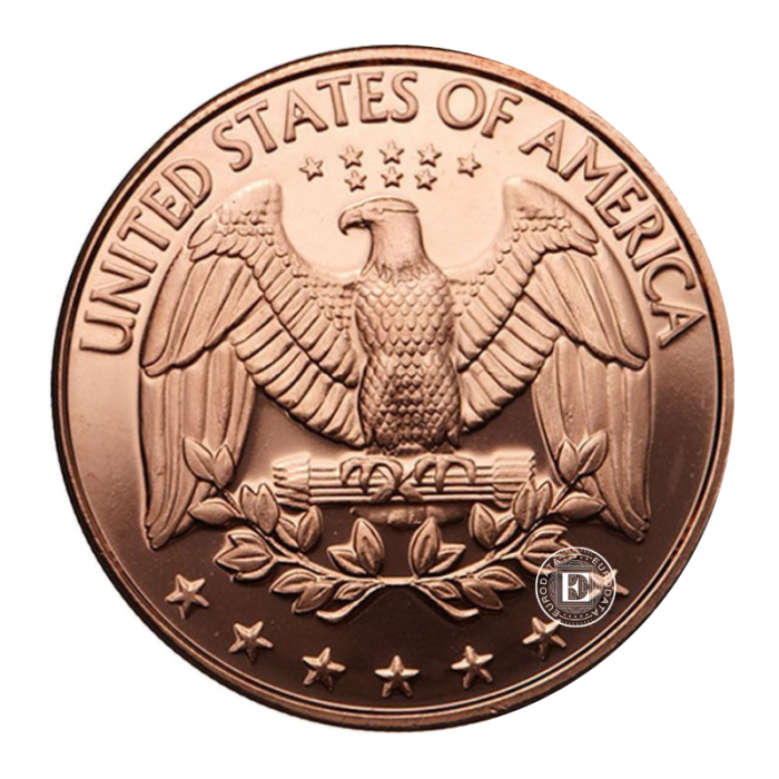 1 oz copper round Quarter, USA (random year)