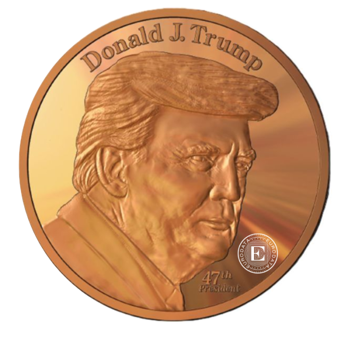 1 oz  (31.10 g) pièce de cuivre round Trump 47th President, USA random year