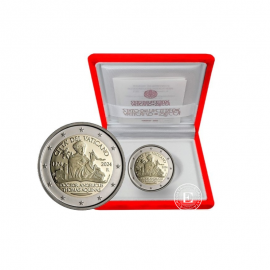 2 Eur pièce PROOF The 750th Anniversary of the death of St. Thomas Aquinas, Vatican 2024 (avec certificat)