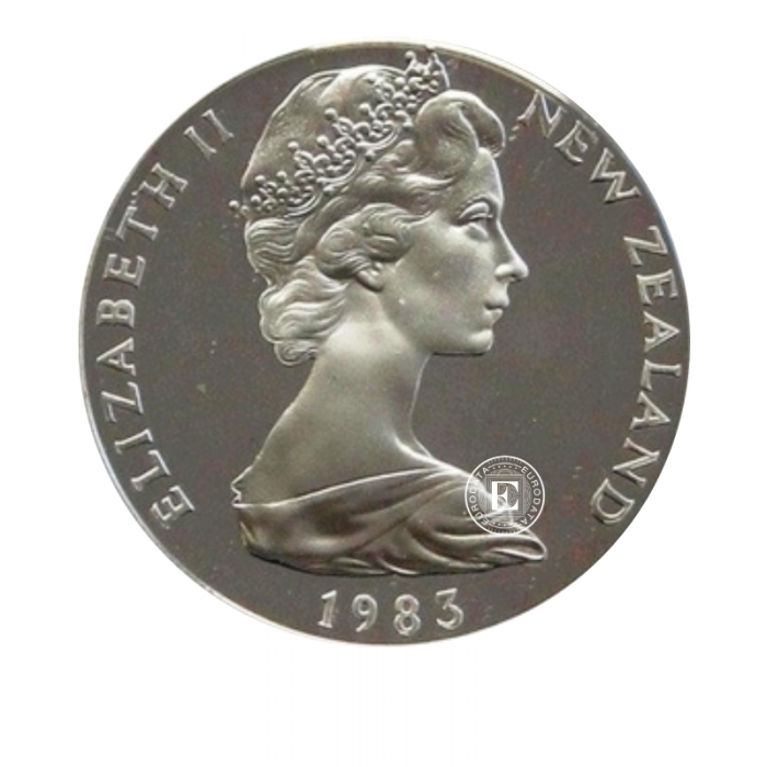 1 dolerio (27.22 g) sidabrinė PROOF moneta Karališkasis vizitas, Naujoji Zelandija 1983