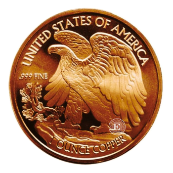 1 oz (31.10 g) Kupfermünze Walking Liberty - Eagle, USA random year