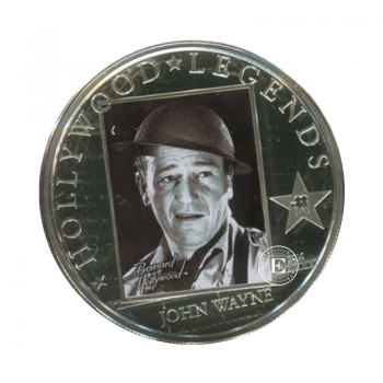 1 oz (31.10 g) pièce PROOF coloree d'argent   Hollywood legends - John Weine, Iles Cook 2010