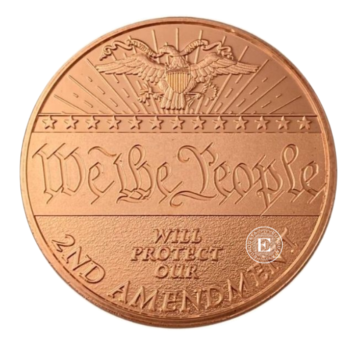 1 oz copper round We The People Will Protect our 2nd Amendment, USA (random year)