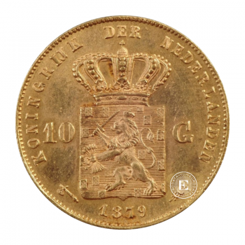 10 Guilders (6.05 g) gold coin Willem III, Netherlands (random year)