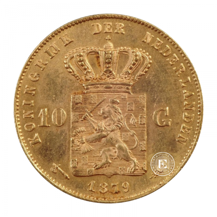 10 Guilders (6.05 g) gold coin Willem III, Netherlands (random year)
