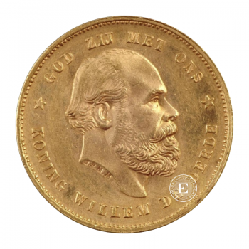 10 Guilders (6.05 g) gold coin Willem III, Netherlands (random year)