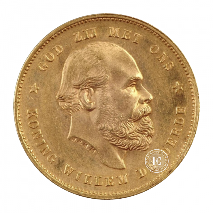 10 Guilders (6.05 g) gold coin Willem III, Netherlands (random year)