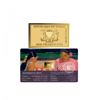 1/1000 oz aukso luitas - moneta Paul Gauguin Paintings – Tahitian Women on the Beach, Čadas