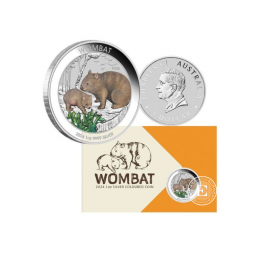 1 oz (31.10 g) pièce d'argent coloré sur la carte Wombat, Australie 2024