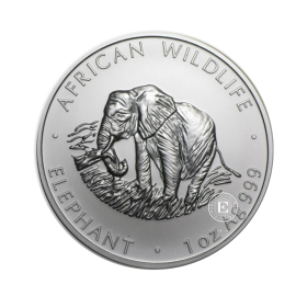 1 oz (31.10 g) sidabrinė moneta Afrikos laukinė gamta - Dramblys, Zambija 2000