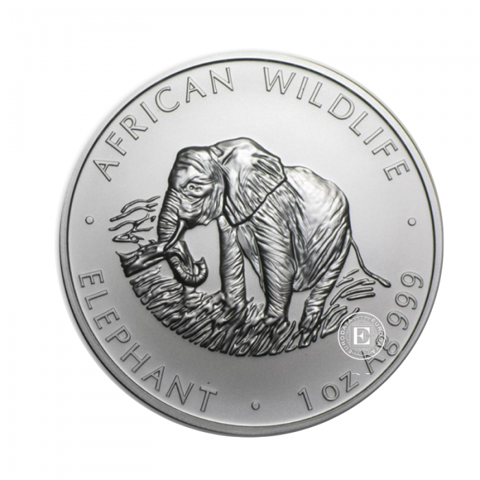 1 oz (31.10 g) pièce d'argent Elephant, Zambie 2000