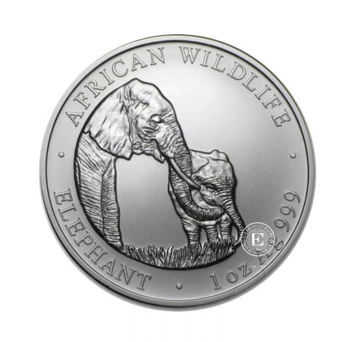 1 oz (31.10 g) sidabrinė moneta Afrikos laukinė gamta - Dramblys, Zambija 2001