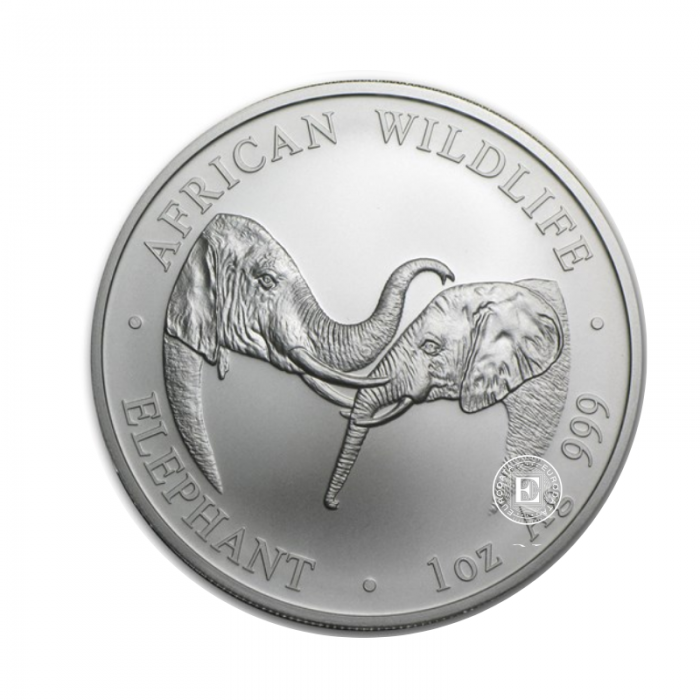 1 oz (31.10 g) srebrna moneta Elephant, Zambia 2002