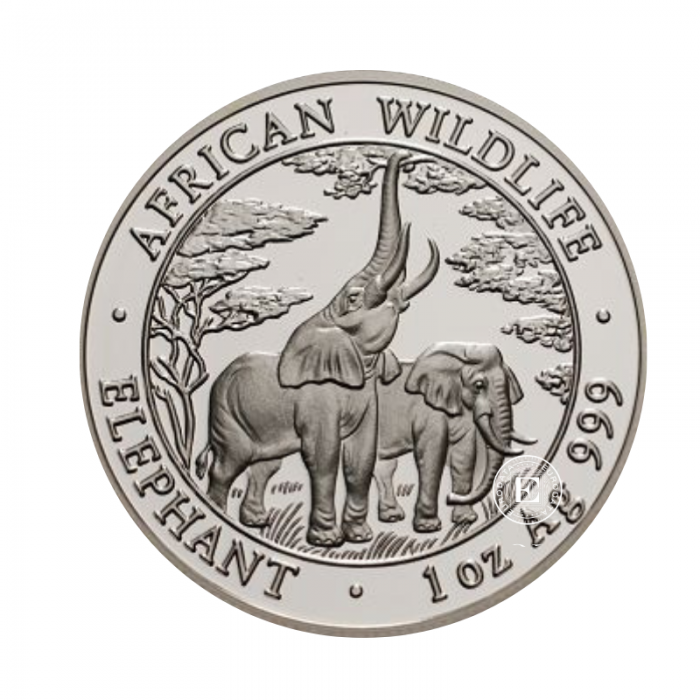 1 oz (31.10 g) sidabrinė moneta Afrikos laukinė gamta - Dramblys, Zambija 2003