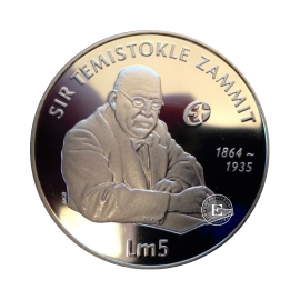 5  funtów (28.28 g) srebrna moneta Sir Temistokle Zammit, Malta 2006