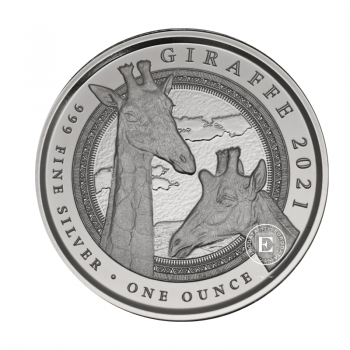 1 oz  (31.10 g) sidabrinė moneta Žirafa, Gvinėja 2021