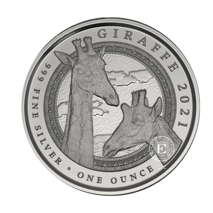 1 oz (31.10 g) Silbermünze Giraffe, Guinea 2021