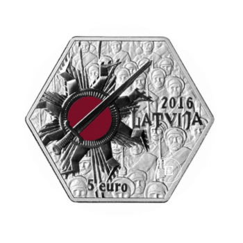 5 Eur (28 g) srebrna kolorowa PROOF moneta  Christmas battles, Łotwa 2016