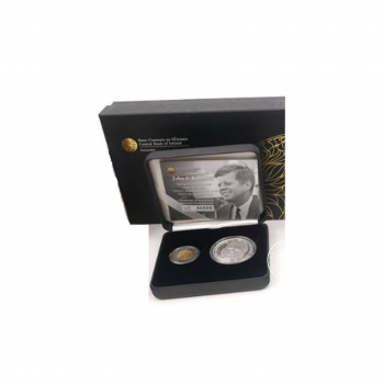 20 Eur (1 g) złota i 10 Eur (28.28 g) srebrna  moneta - zestaw John F. Kennedy, Irlandia 2013