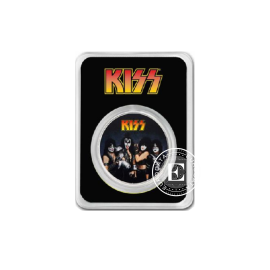 1 oz (31.10 g) silbermünze farbig auf der Karte KISS 50 Jahrestag, Niue 2023