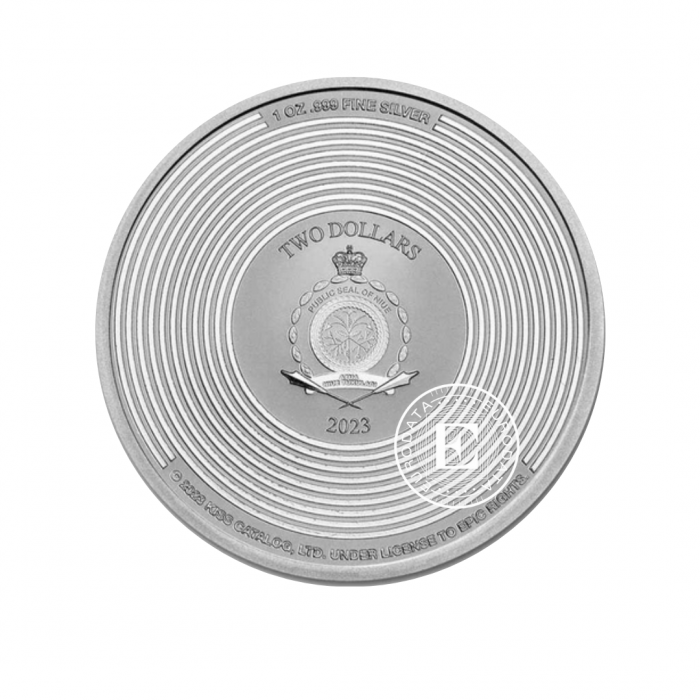 1 oz (31.10 g) silbermünze auf der Karte KISS 50 Jahrestag, Niue 2023
