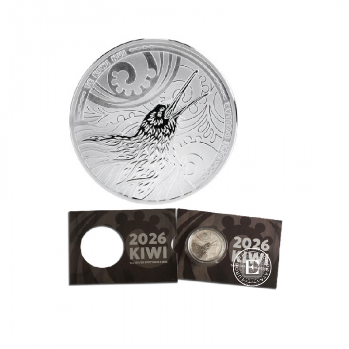 1 oz (31.10 g) sidabrinė moneta kortelėje Kiwi, Naujoji Zelandija 2026