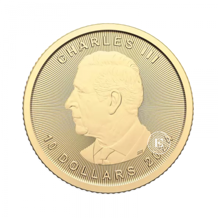 1/4 oz (7.78 g) auksinė moneta Klevo lapas, Kanada 2024