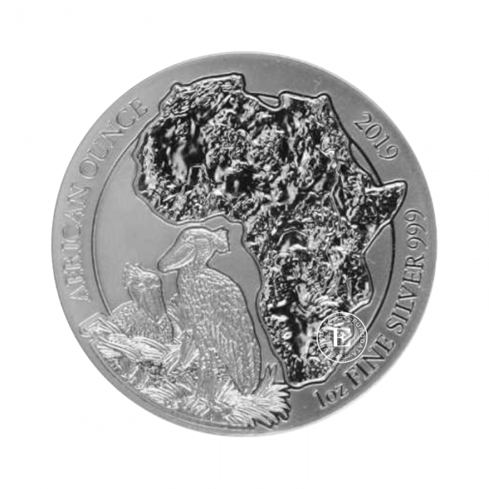 1 oz (31.10 g) srebrna moneta Shoebill, Rwanda 2019