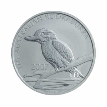 1 oz (31.10 g) sidabrinė moneta Kookaburra, Australija 2007