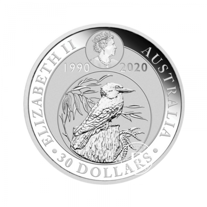 1 kg sidabrinė moneta, Kookaburra, Australija, 2020