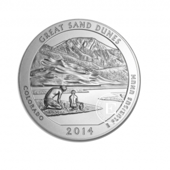 5 oz (155.50 g) sidabrinė moneta Didžiosios smėlio kopos, JAV 2014