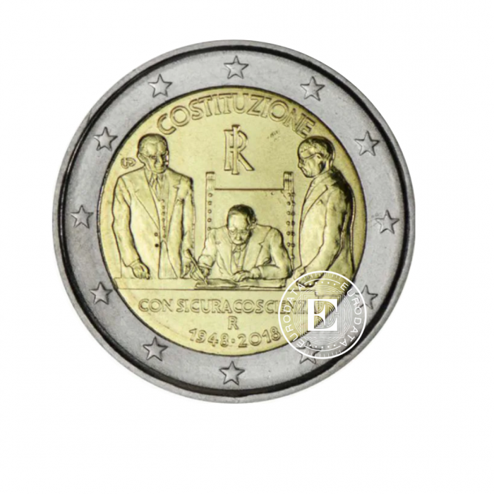 2 Eur moneta 70 rocznica Konstytucji, Włochy 2018