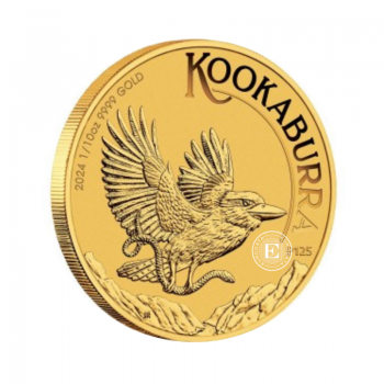 1/10 oz (3.11 g) auksinė moneta Kookaburra, Australija 2024