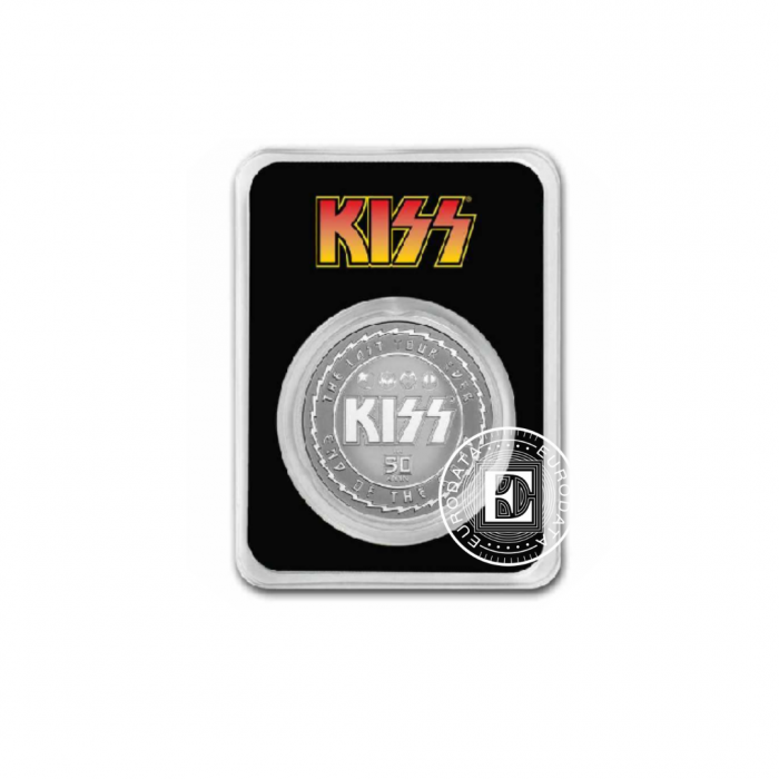 1 oz (31.10 g) silbermünze auf der Karte KISS 50 Jahrestag, Niue 2023
