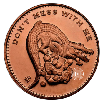 1 oz copper round Don't Mess With Me Crocodile, USA (random year)