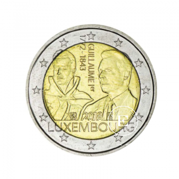 2 Eur moneta Didžiojo kunigaikščio Guillaume I mirties 175-osios metinės, Liuksemburgas 2018