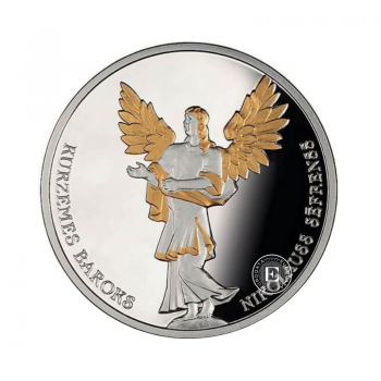 5 Eur (22 g) srebrna PROOF Baroque of Courtland, Łotwa 2014 (częściowo pozłacana)