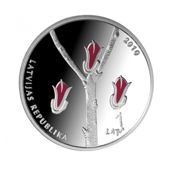 1 lato (31.47 g) sidabrinė spalvota PROOF moneta Nepriklausomybės deklaracija, Latvija 2010