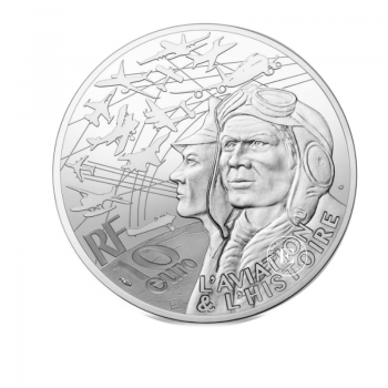 10 Eur (22.20 g) sidabrinė PROOF moneta lėktuvas Transall, Prancūzija 2018 (su sertifikatu)