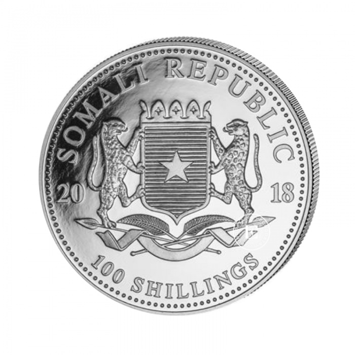 1 oz (31.10 g) srebrna moneta Afrykańska przyroda - Leopard, Somalia 2018