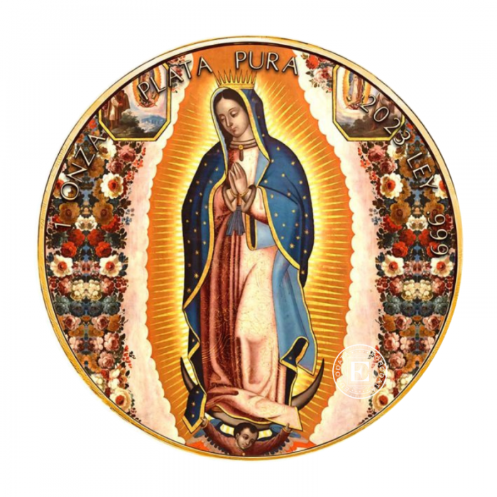 1 oz (31.10 g) sidabrinė spalvota moneta Libertad - Santa Guadalupe, Meksika 2024 (paauksuota)