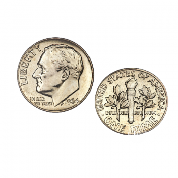 10 centų (2.5 g) sidabrinė moneta USA Dime, JAV (atsitiktiniai metai)