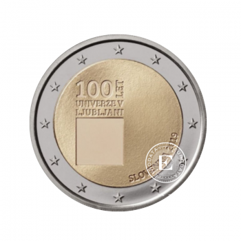  2 Eur pièce 100e anniversaire de l'Université de Ljubljana, Slovénie 2019