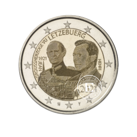 2 Eur coin The 100th anniversary of the birth of Prince Jean, Luxembourg 2021 (photo)