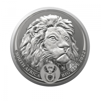 1 oz (31.10 g) sidabrinė moneta  Didysis penketas - Liūtas, Pietų Afrikos Respublika 2022
