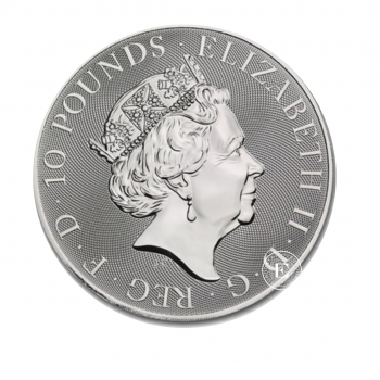 10 oz (311 g) sidabrinė moneta Queen"s Beasts - Baltasis liūtas, Didžioji Britanija 2021
