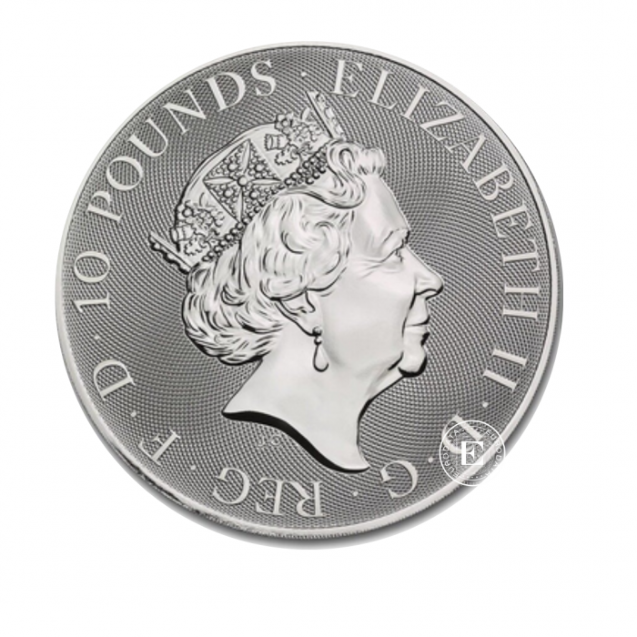 10 oz (311 g)  silver coin Queens Beasts - White lion, Great Britain 2021