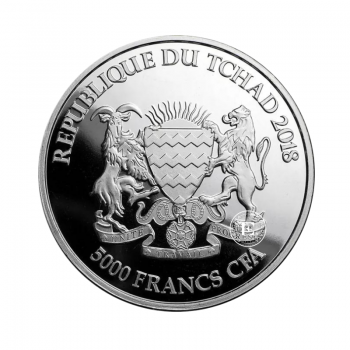 1 oz (31.10 g) srebrna moneta Mandala - Lion, Republika Czadu 2018